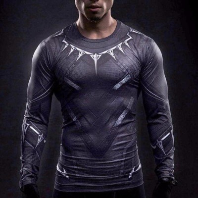 Black Panther Superhero Long Sleeve Dry-Fit Shirt